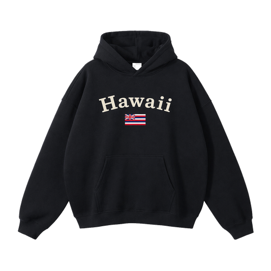Collection 6 Hawaii Oversize Fleeced Hoodie - Black front