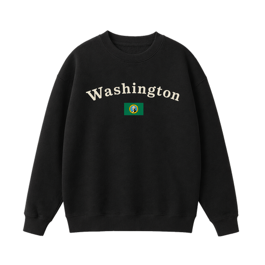 Collection 6 Washington Essential Heavyweight Crewneck Sweatshirt - Black front