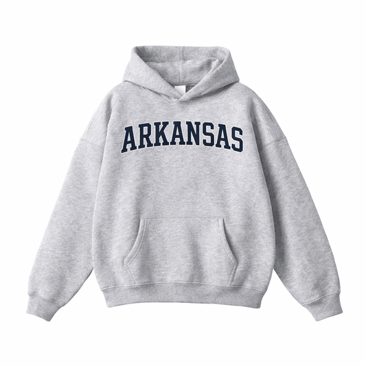 Collection 1 Arkansas Oversize Fleeced Hoodie - Flower Gray front