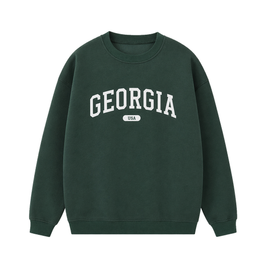 Collection 4 Georgia Essential Heavyweight Crewneck Sweatshirt - Dark Green front