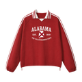 Collection 8 Alabama Contrast Striped Lapel Collar Sweatshirt - Red front