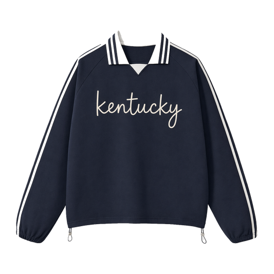 Collection 3 Kentucky Contrast Striped Lapel Collar Sweatshirt - Royal Blue front