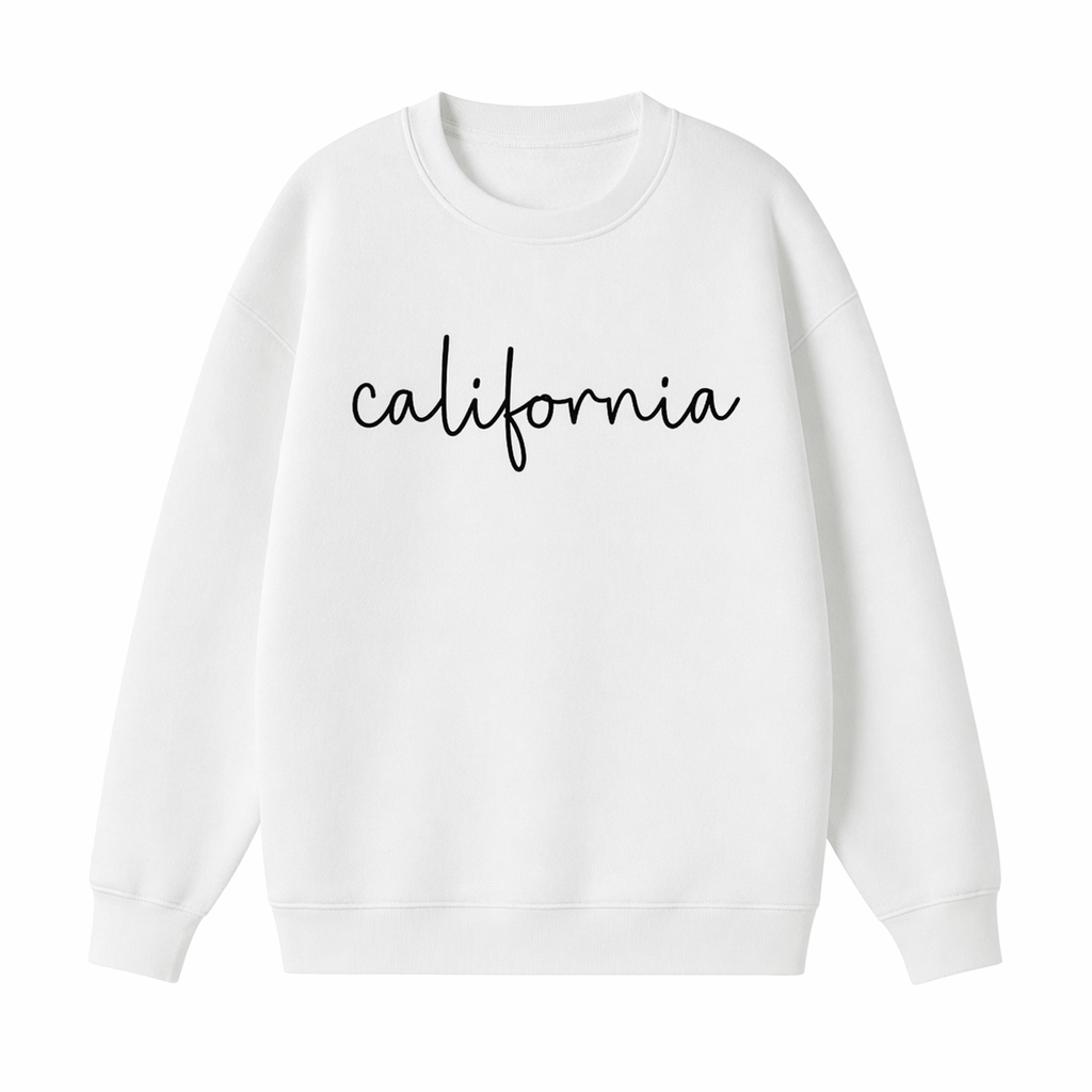 Collection 3 California Essential Heavyweight Crewneck Sweatshirt - White front