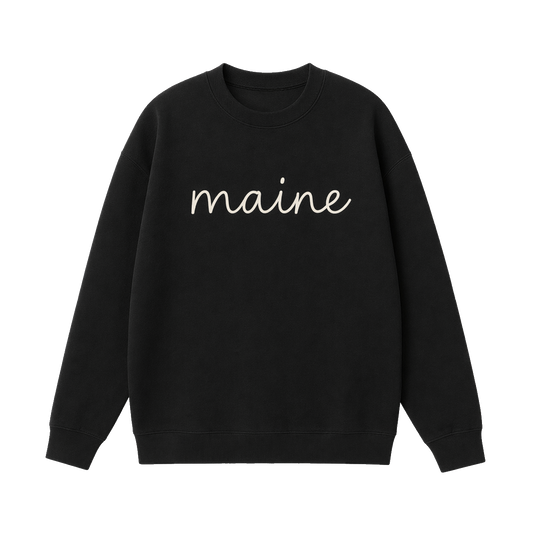 Collection 3 Maine Essential Heavyweight Crewneck Sweatshirt - Black front
