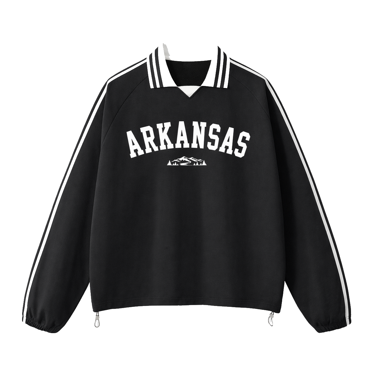 Collection 9 Arkansas Contrast Striped Lapel Collar Sweatshirt - Black front