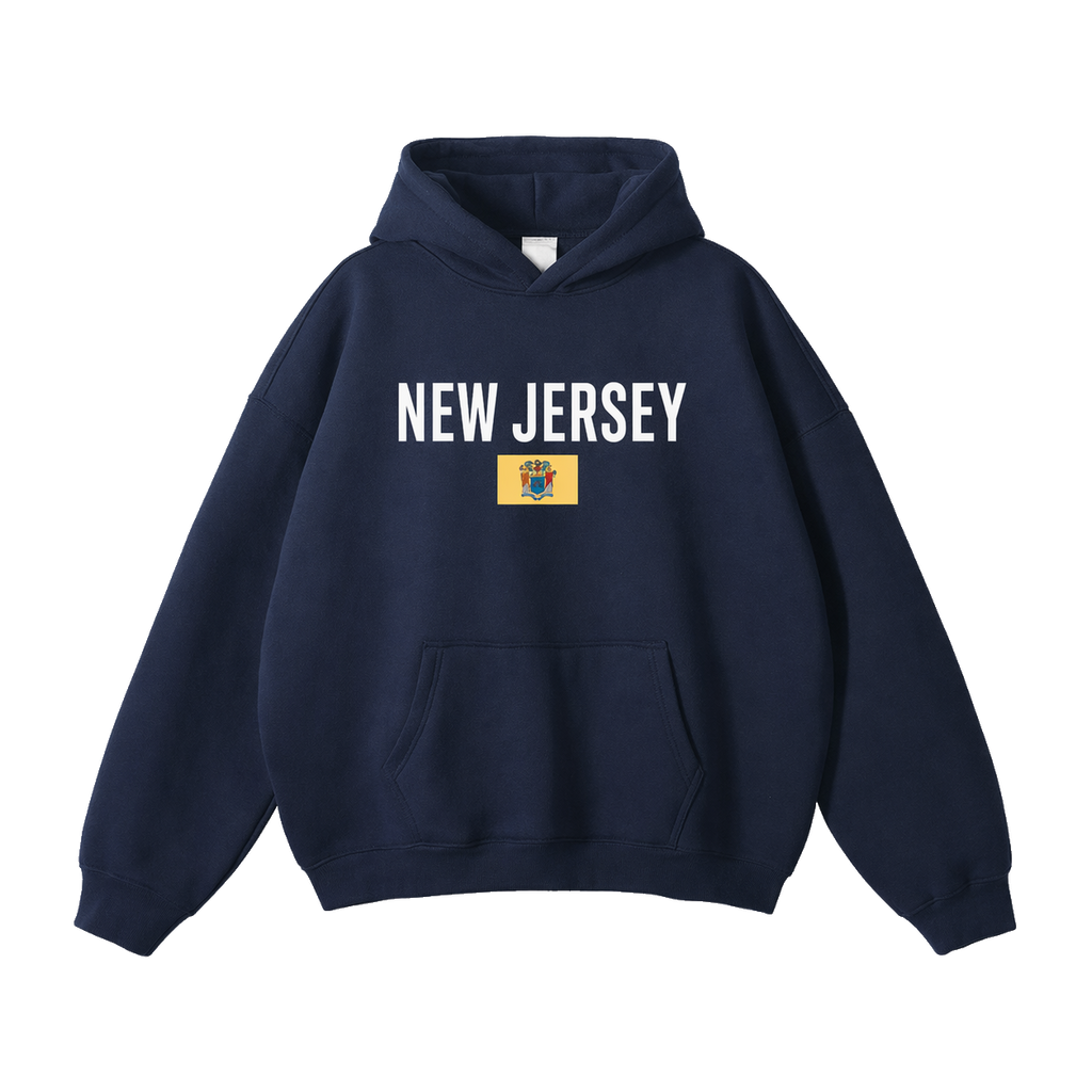 Collection 7 New Jersey Oversize Fleeced Hoodie - Navy Blue front