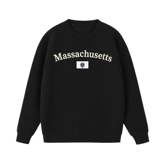Collection 6 Massachusetts Essential Heavyweight Crewneck Sweatshirt - Black front