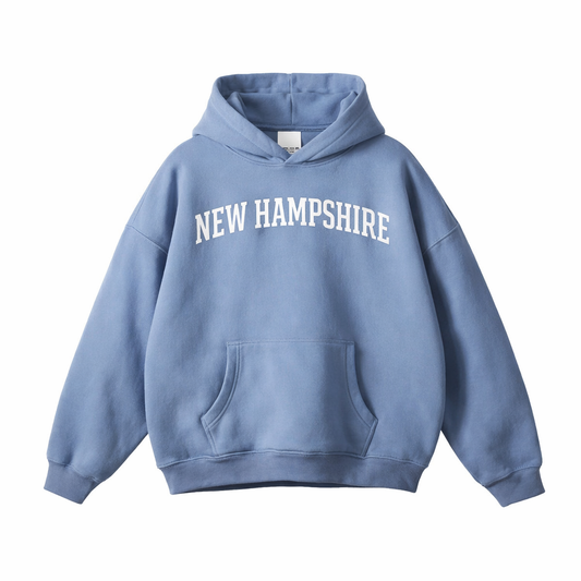 Collection 1 New Hampshire Oversize Fleeced Hoodie - Medium Blue front