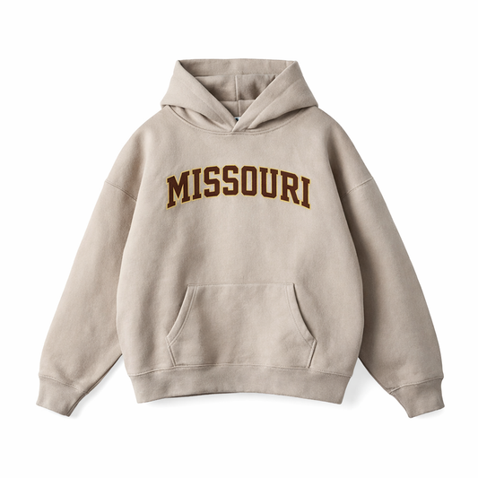 Collection 1 Missouri Oversize Fleeced Hoodie - Gray Apricot front