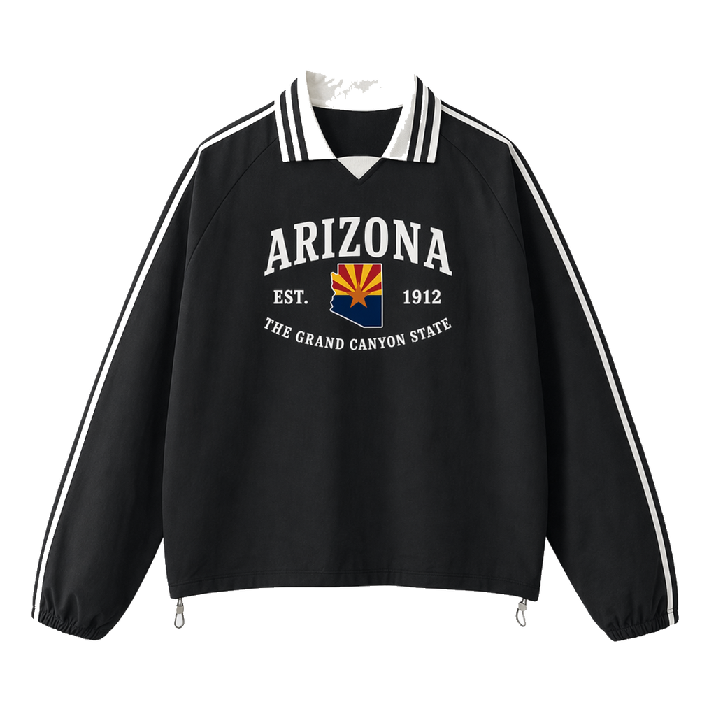Collection 8 Arizona Contrast Striped Lapel Collar Sweatshirt - Black front
