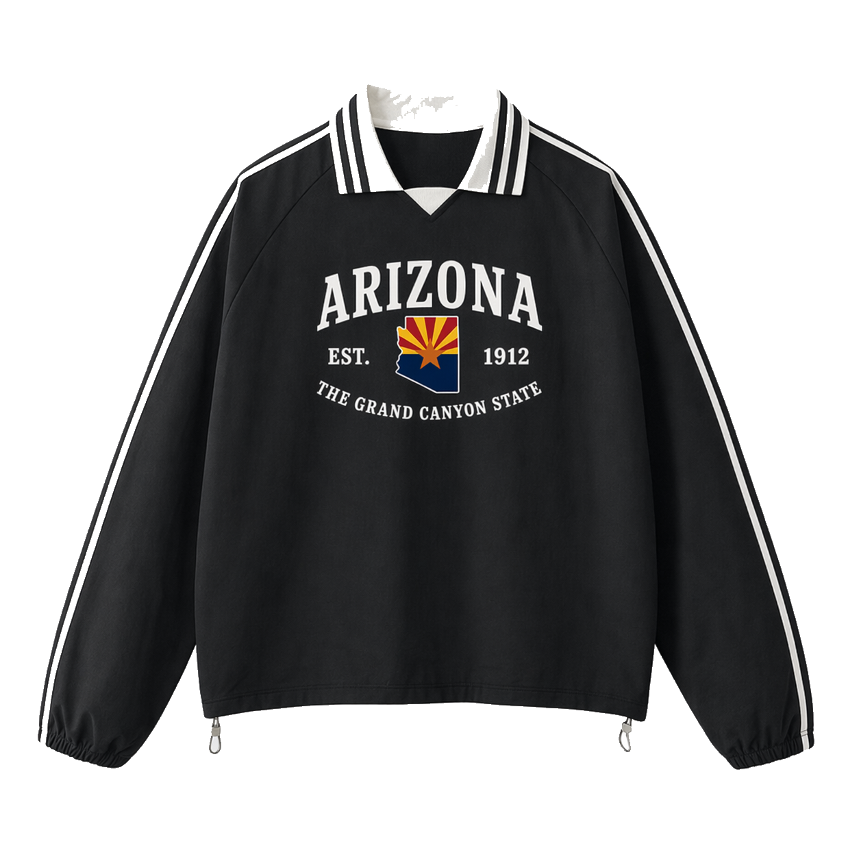 Collection 8 Arizona Contrast Striped Lapel Collar Sweatshirt - Black front