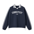 Collection 9 Connecticut Contrast Striped Lapel Collar Sweatshirt - Royal Blue front