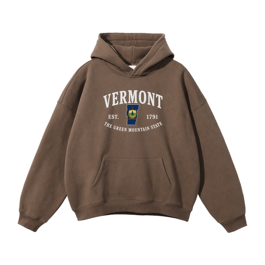 Collection 8 Vermont Oversize Fleeced Hoodie - Brown front