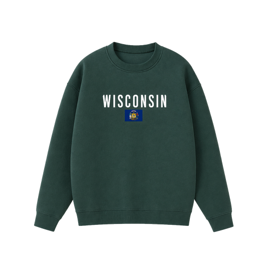 Collection 7 Wisconsin Essential Heavyweight Crewneck Sweatshirt - Dark Green front