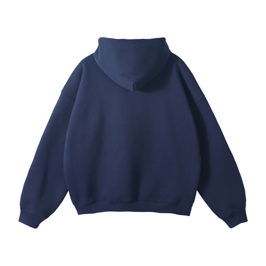 Collection 10 Nebraska Oversize Fleeced Hoodie - Navy Blue behind