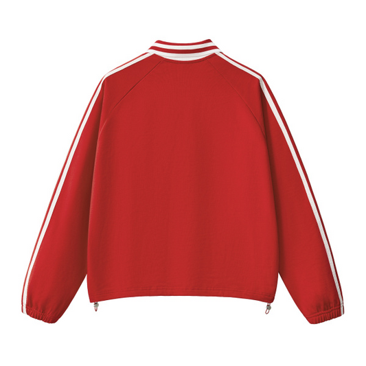 Collection 3 Tennessee Contrast Striped Lapel Collar Sweatshirt - Red behind