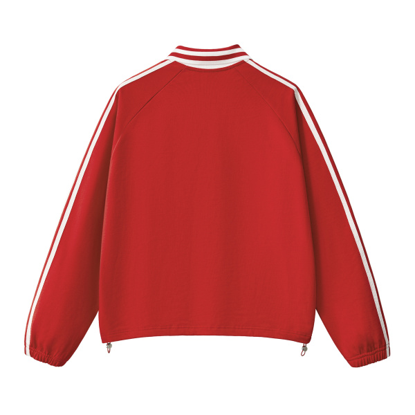 Collection 2 Ohio Contrast Striped Lapel Collar Sweatshirt - Red behind